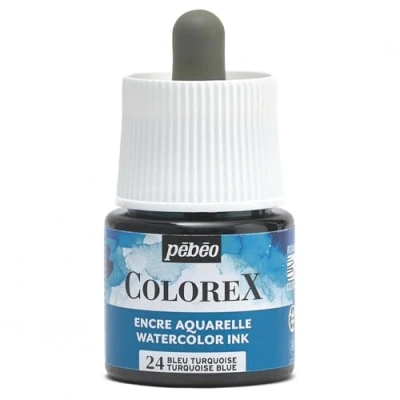 Imagen de Pébéo Tinta Colorex 45 ML Azul Turquesa Acuarela aterciopelada Dibujo Multiherramienta Todos los Soportes