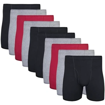Imagen de Gildan Calzoncillos Tipo bóxer con Cintura Cubierta, múltiple Ropa Interior de Hombres, Negro/Granate/Grafito (Paquete 10), M (Pack