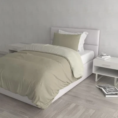 Imagen de Italian Bed Linen Natural Color y Funda de Almohada, Tòrtola/Crema, a una Plaza Media, Doble pequeño