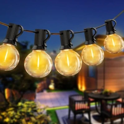 Imagen de Guirnalda Luces Exterior, G40 LED 15M 25+3 Bombillas Cadena de Luce Impermeable Inastillable, Guirnaldas Luminosas Conectables para Interiores Exteriores Jardín, Terraza, Patio, Fiesta, Blanco Cálido