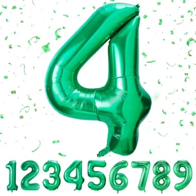Imagen de Globos de Cumpleãnos 4 Verde,101 CM Globo Numeros Gigantes Grandes Decoracion,Globo Numero 4,Globos Niño Niña Adultos,Vuelan con Helio…