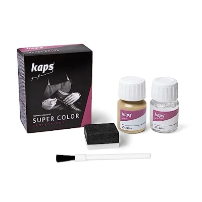 Imagen de Tinte con Imprimación para Zapatos Y Bolsos Textiles de Cuero Natural Sintético, Kaps Super Color And Preparer, 70 Colores (130 beig)