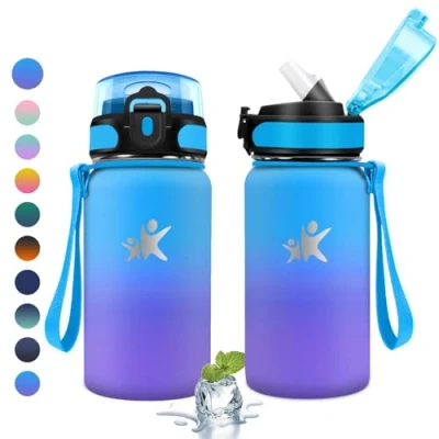 Imagen de KollyKolla Botella Termica 500ml, Agua con Pajita, Cantimplora Termo Doble Aislamiento, sin BPA, Fácil de llevar, para Bicicleta, Camping, Niños, Fitness, Escuela