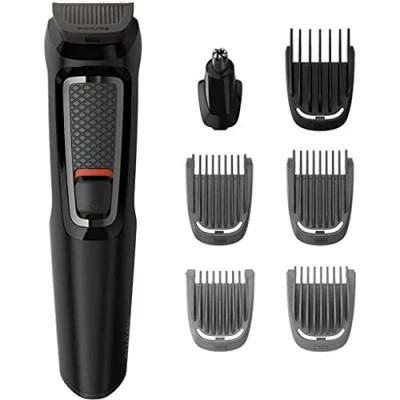 Imagen de Philips Recortadora de Barba Serie 3000, Barbero, Máquina Cortar Pelo, Cortapelos Hombre, Kit 7 En 1 Para Cara, Orejas y Nariz, 60min uso, Seco Húmedo, Recargable, Funda, MG3720/15