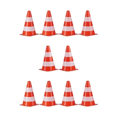 Imagen de Relaxdays 10 Conos Señalización, Obra, Tráfico, Entrenamiento, Poliestireno Poliéster, 22 cm, Naranja Blanco, 1 Set