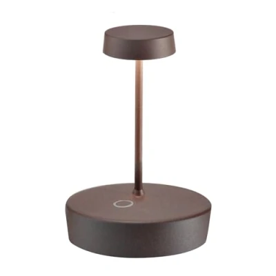 Imagen de Zafferano, Lámpara Swap Mini, de Mesa Recargable e Inalámbrica con Control Táctil, Apta para Interior y Exterior, Step Dimmer, 2200 3000 K, Altura 14,8 cm, Color Corten