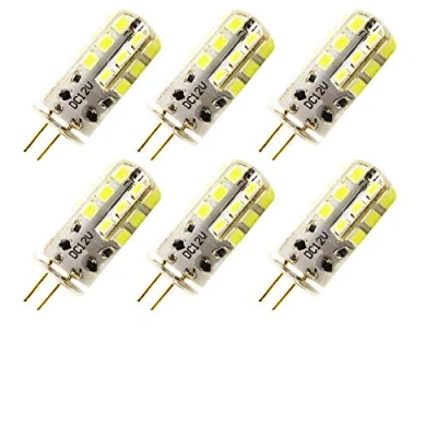 Imagen de 6 bombillas LED G4, 3 W, 12 V CC, 24 x 2835 SMD, 6000 K, luz blanca fría, sustituye a halógenas de 30 W.