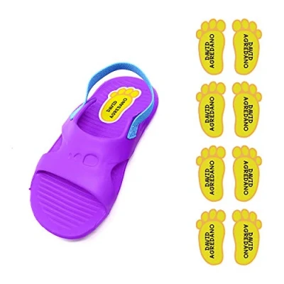 Imagen de Haberdashery Online Etiquetas para zapatos personalizadas. 8 Pares de adhesivos con forma pie 21 x 37&#039;5 mm. Modelo: 3. Amarillo