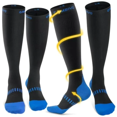Imagen de CAMBIVO Medias de Compresión Mujer Hombre 2Pares, Calcetines Compresion 20 30mmHg, Varices, Compression Socks para Deporte, Running, Avion, Viaje, Ciclismo, Senderismo, Enfermera
