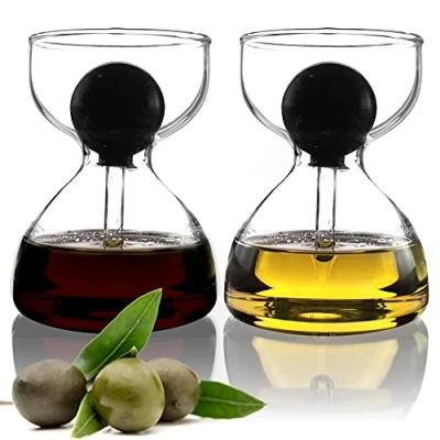 Imagen de Dispensador de aceite y vinagre con pipeta cristal, juego 2 unidades 120 ml cada uno, perfecto para ciabatta ensalada