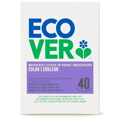 Imagen de Ecover Color detergente concentrado lavanda (3 kg / 40 lavados), para colorear con ingredientes a base de plantas, en polvo lavado colores natural, 3