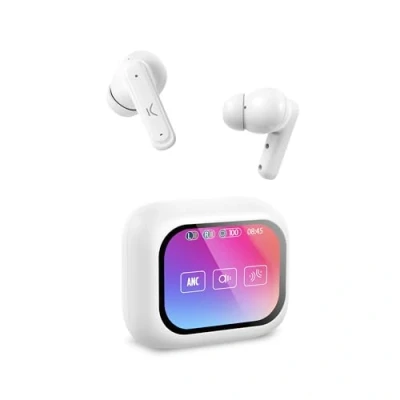 Imagen de Auriculares Inalámbricos Ksix Vision, Pantalla Tft 2,01&#039;&#039;, Anc, 6+20 H, Control Táctil, Llamadas, Asist. De Voz, Blanco