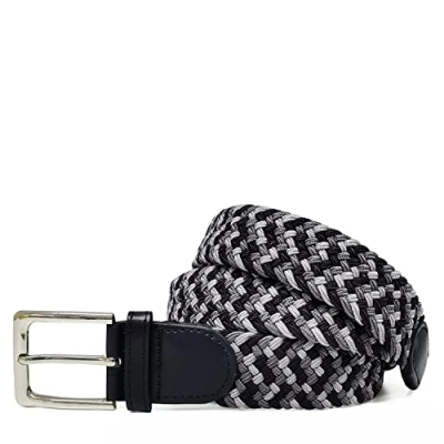 Imagen de Gloop Cinturón elástico unisex de tejido trenzado para hombre y mujer, ancho aprox. 3,5 cm, talla 105 110 115 120 130 135 140 145 150 cm 155 D.Grau,