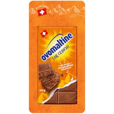 Imagen de Ovomaltine Crunchy Pizarra de chocolate con leche completa suiza trozos ovalados crujientes cacao fino, sostenible y certificado UTZ (1 x 100 g)