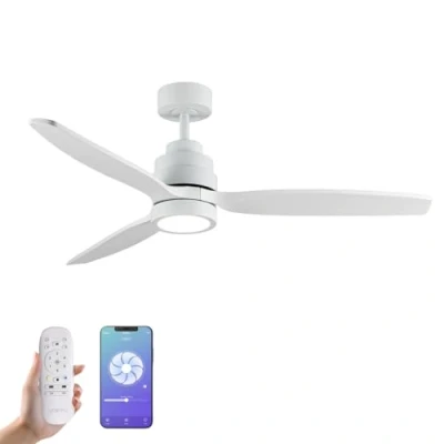 Imagen de YOEVU HÉLIX Ventilador de Techo con luz Compatible Alexa y App 50 W 6 Velocidades Motor Silencioso 3 Aspas 132 diámetro Modo verano invierno, Blanco