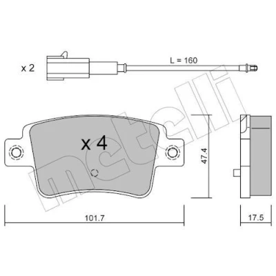 Imagen de METELLI 22 0705 1 Juego de pastillas freno con contacto avisador desgaste FIAT: Punto Evo Hatchback, III ABARTH: