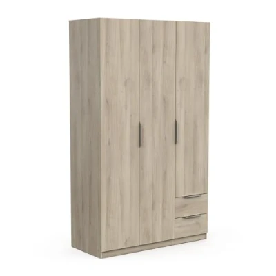 Imagen de Demeyere Vestidor con Armario Moderno 3 Puertas 2 cajones 4 nichos, Color Roble Kronberg, 119,4 x 51,1 203 cm, Madera de ingeniería