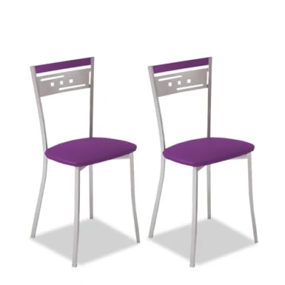 Imagen de ASTIMESA SCCABBJ Dos sillas de Cocina, Metal, Berenjena, Altura Asiento 45 cms