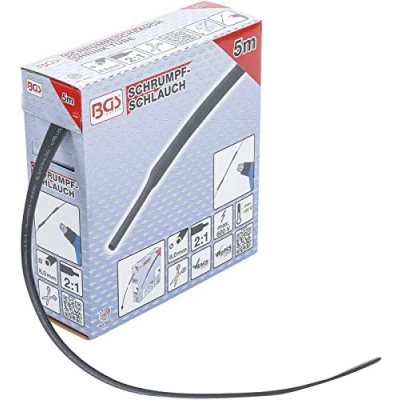 Imagen de BGS 6852 Caja de fundas termorretráctiles negra Ø 8 mm 5 m