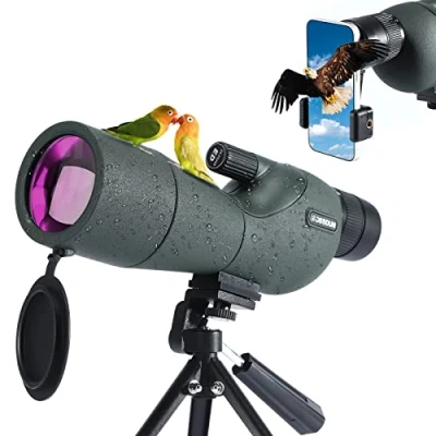 Imagen de 25 75x60 Telescopio Terrestre, HD Terrestre con Trípode, Bolsa de Transporte y Adaptador Teléfono Inteligente para Observación Aves, Turismo, Tiro Arco, Paisaje