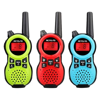 Imagen de Retevis RT638 Walkie Talkies para Niños,3 Piezas, Linterna VOX 16 Canales, Juguetes, Navidad Regalos Niñas, Radio de 2 Vías Excursiones Familiares (Verde, Rojo, Azul)