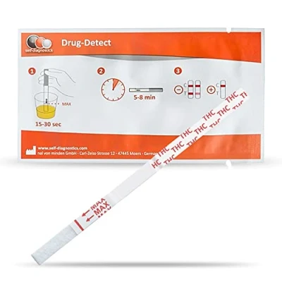 Imagen de self diagnostics test rápido de drogas cannabis (THC) marihuana hachís punto corte: 25 ng/ml 10 tiras reactivas detección inmersión orina THC