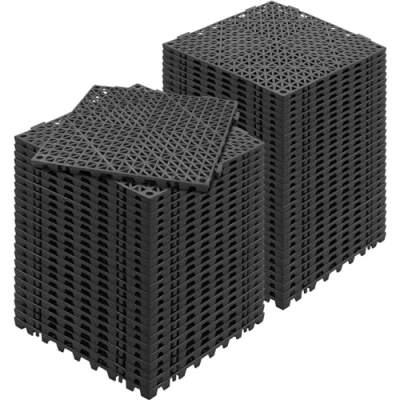 Imagen de VEVOR Loseta de PVC Losetas Autoventiladas 55 PCS Baldosa Clip Calada para Suelo 30x30x1,5 cm Jardín Enclavamiento Drenaje Rápido Interior Exterior Terraza Cocina Spa Baño, Negro