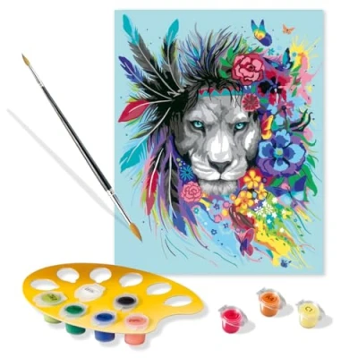 Imagen de Ravensburger CreArt Adult Trend, Boho Lion, Pintar por Números, Edad Recomendada 14 +