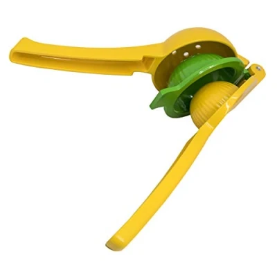 Imagen de VB VIN BOUQUET FIK 476 Exprimidor Manual 2 en 1 para Limones y Naranjas, Acero Inoxidable, Amarillo, Verde