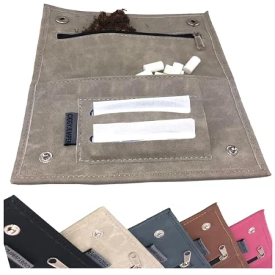 Imagen de Bolsa de Tabaco Ciggy Jumper® en Cuero Primera Calidad con Compartimento folletos Simple, Doble o Largo, bosa Tabaco,con Filtro