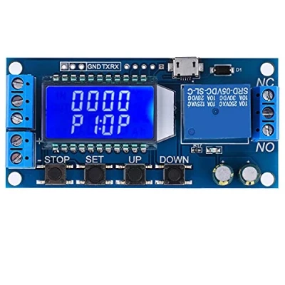 Imagen de Fafeicy 5V 12V 24V 0.01s 9999min Módulo de relé retardo Tiempo, Temporizador Ciclo Apagado, con Pantalla LCD, Función parada emergencia un botón, protección conexión inversa