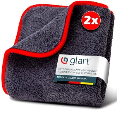 Imagen de Glart Pack de dos paños microfibra para cocinas brillo, puertas armarios cocina lacadas, Rojo, 40 x cm