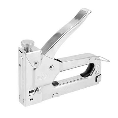 Imagen de Ferrestock FSKGR500 Grapadora profesional con cuerpo de acero cromado, grapas tipo 530 6 a 16mm, tornillo regulación y sistema reemplazo rápido