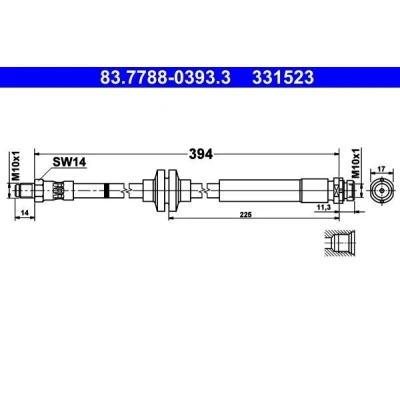 Imagen de ATE 83.7788 0393.3 Latiguillos de Freno 394 M10x1 VOLVO: V40 Hatchback