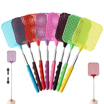 Imagen de matamoscas expandible, Multicolor, Mango telescópico Duradero y Resistente, para repeler Moscas e Insectos