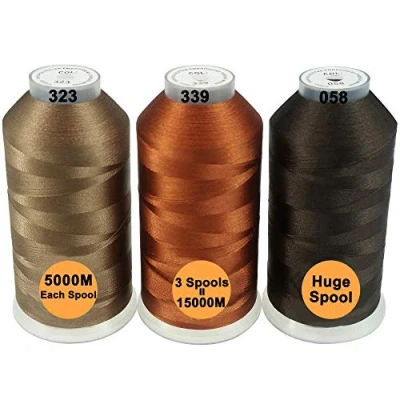 Imagen de New brothread Conjunto de 3 Diferentes Marrón Colores Poliéster bordado Máquina Hilo Grande carrete 5000M para todas las máquinas