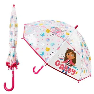 Imagen de Gabby Dollhouse Paraguas Ligero y Transparente para Niñas Accesorios de Viaje