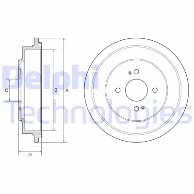 Imagen de DELPHI BF614 Tambor de Freno sin anillo sensor ABS, cojinete rueda, apoyo 282