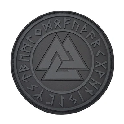 Imagen de ACU Subdued Valknut Norse Heathen Rune Odin Viking Runic Pagan Morale PVC Rubber Fastener Patch