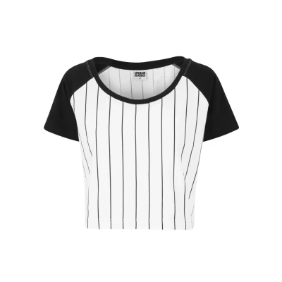 Imagen de Urban Classics Ladies Cropped Baseball TEE Camiseta estampada, Mujer, Talla: Medium, White/black