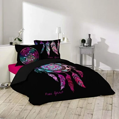 Imagen de Douceur d&#039;Intérieur, Juego de Ropa Cama 3 Piezas (260 x 240 cm), diseño Amuleto la Suerte, 100% algodón