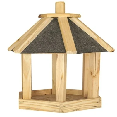Imagen de ITA Casa para Pájaros 37x33x35 cm de Madera Comedero Aves Silvestres Resistente al Clima, Estable, Robusta