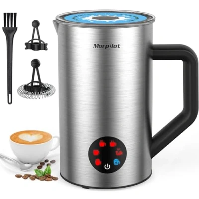 Imagen de Morpilot Espumador de Leche Eléctrico 6 en 1, Milk Frother 350 ml para Caliente y Chocolate, Espuma Fría Latte, Capuchinos, Macchiato, Acero Inoxidable