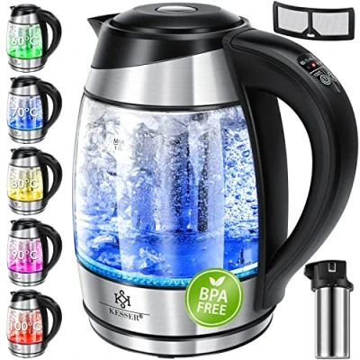 Imagen de KESSER® 1,8L Hervidor de agua acero inoxidable con filtro para té y antical iluminación LED Color según la elección temperatura 60, 70, 80, 90, 100 C