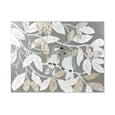 Imagen de Home Decor Lienzo Dkd Cristal Hojas Madera MDF (90 X 4 70 Cm)