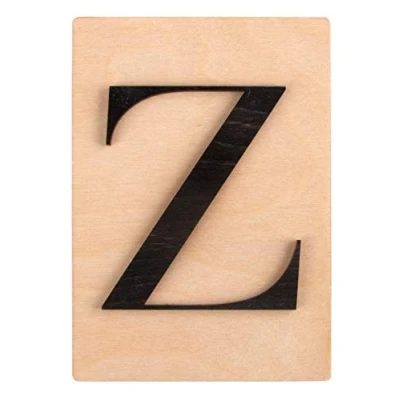 Imagen de Rayher Letra de madera Z en 3D, negro, 10,5x14,8 cm, sobre cuadro madera, 63117576