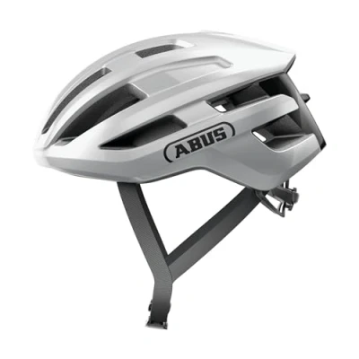 Imagen de ABUS Casco de ciclismo carretera PowerDome ligero con sistema ventilación inteligente y perfil aerodinámico Made in Italy para hombre mujer Plata, talla L