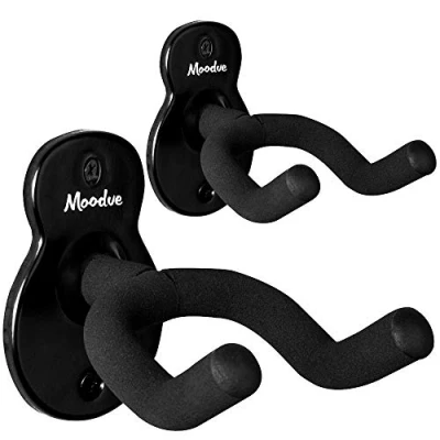 Imagen de Moodve soporte de pared para guitarra, 2 unidades, gancho metal en forma guitarra eléctrica, ukelele negro
