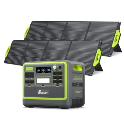 Imagen de FOSSiBOT F2400 Generador Solar Portatil, 2 paneles solares de 200 W, Batería LiFePO4 2048Wh，Salida 2400W CA (4800W Pico), Carga del 80% en 1,5 Horas, Estacion Energia Portatil para Camping