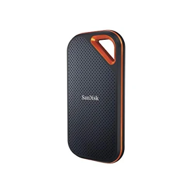 Imagen de SanDisk SSD NVMe Extreme PRO de 2 TB (SSD portátil, USB C, lectura hasta 1050 MB/s y escritura MB/s, robusto resistente al agua, mosquetón)]
